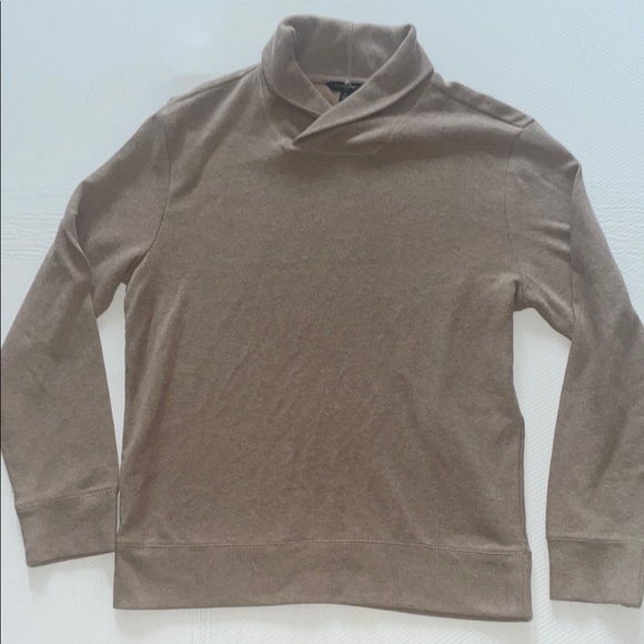 BANANA REPUBLIC MEN’S SHAWL COLLAR WHEAT TAN SWEATER COTTON BLEND JERSEY L - Picture 1 of 3